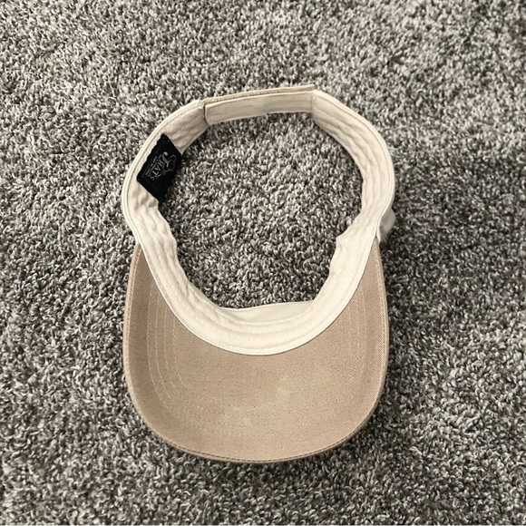 Indiana Beach Visor Hat Embroidered Vintage One Size Tan Neutral Crow - Picture 3 of 6